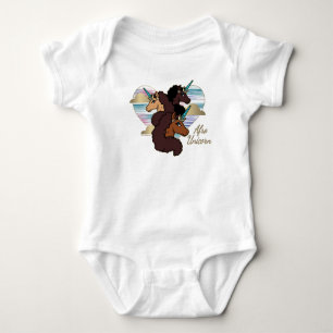 Afro Unicorn Trio Herzdesign Baby Strampler