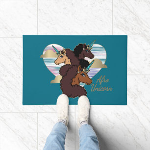 Afro Unicorn Trio Herzdesign Fußmatte