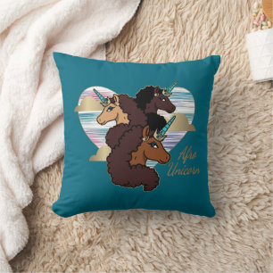 Afro Unicorn Trio Herzdesign Kissen