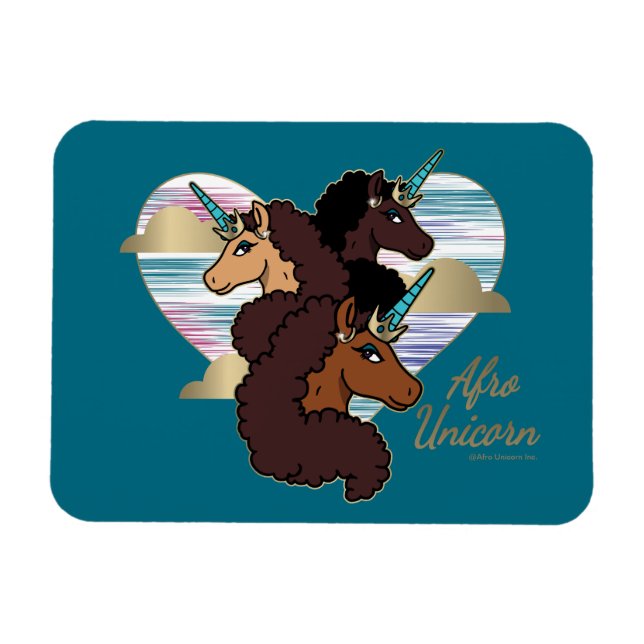 Afro Unicorn Trio Herzdesign Magnet (Horizontal)