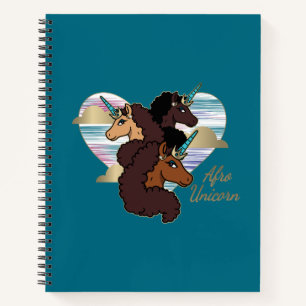Afro Unicorn Trio Herzdesign Notizbuch