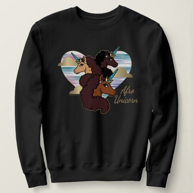 Afro Unicorn Trio Herzdesign Sweatshirt (Design vorne)
