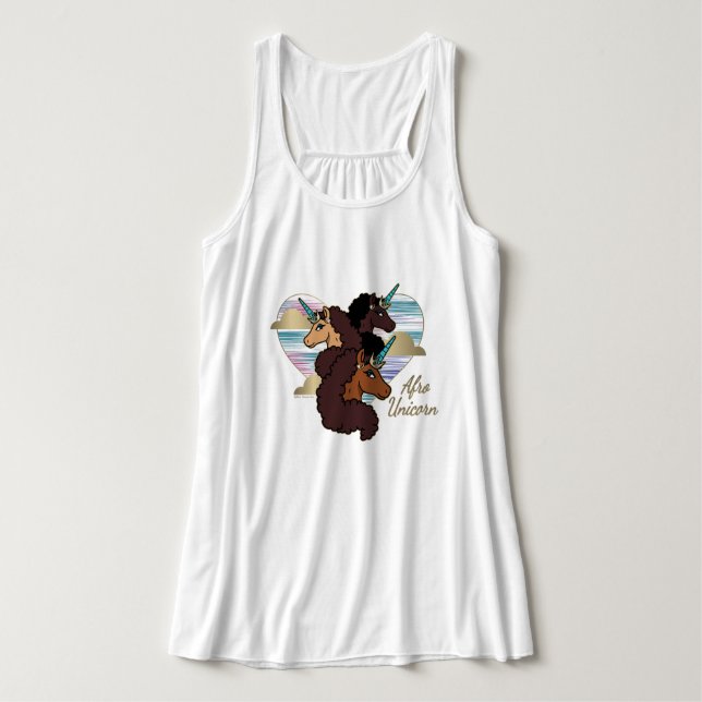 Afro Unicorn Trio Herzdesign Tank Top (Design Vorderseite)