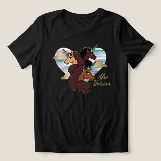 Afro Unicorn Trio Herzdesign Tri-Blend Shirt (Design Vorderseite)
