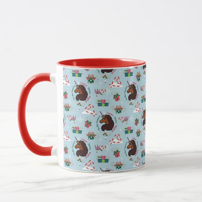 Afro Unicorn Urlaubsmuster Tasse (Links)