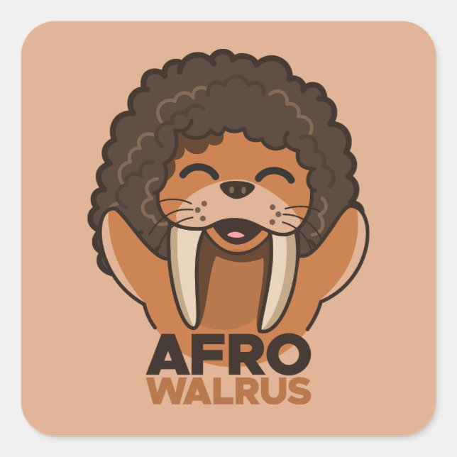Afro Walrus Quadratischer Aufkleber (Vorderseite)