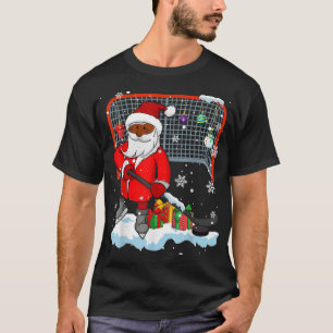 Afro Weihnachtsmann spielt Hockey Xmas Schwarzer A T-Shirt