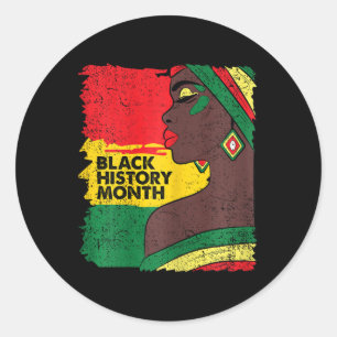 Afro Woman Black History Monatsfarben Männer Fraue Runder Aufkleber