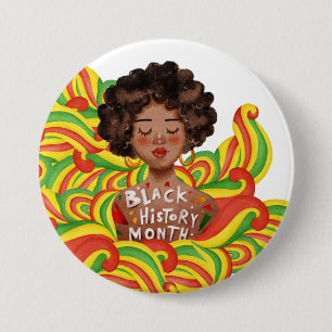 Afro Woman   Black History Month Button