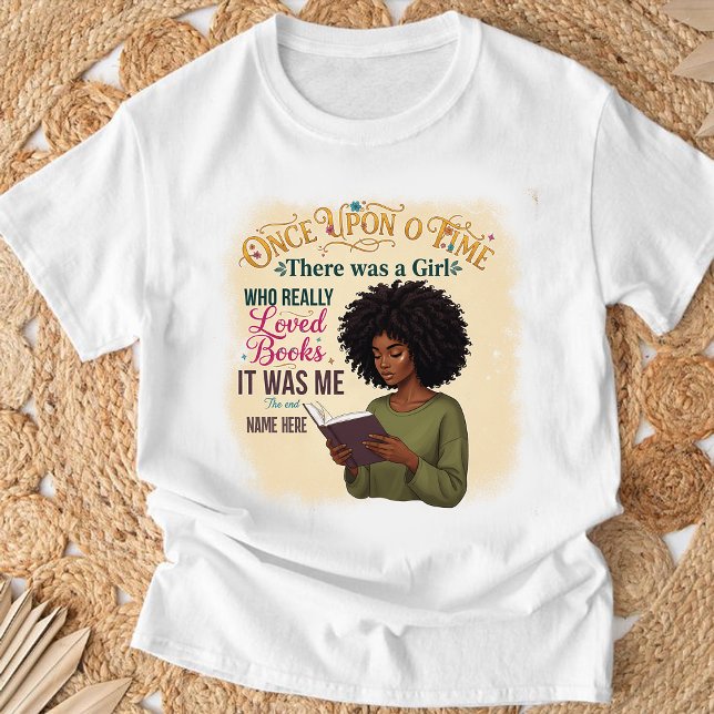 Afro Woman Book Lover Custom Name Gift Tee (Von Creator hochgeladen)