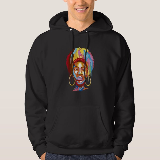 Afro Woman Girl Colorful Hoodie (Vorderseite)