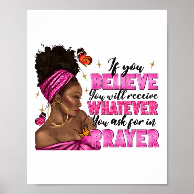 Afro Woman Puff Bun und Religion Glaube Gebet Juni Poster (Vorne)