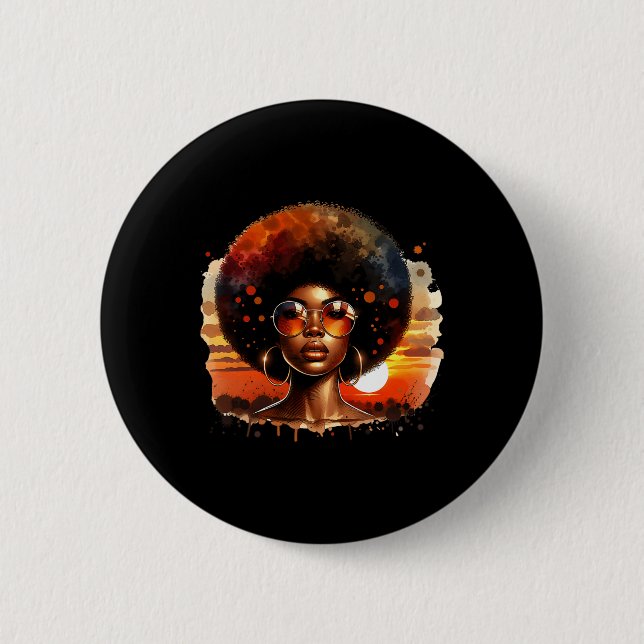 Afro Women Black Pride Afrikanisches Melanin Button (Vorderseite)