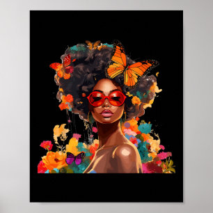 Afro Women Blume Butterfly Latina Afrikanische Ame Poster