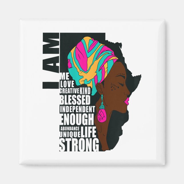 Afro You Are Enough I Am Insrational Sayings Motiv Magnet (Vorne)