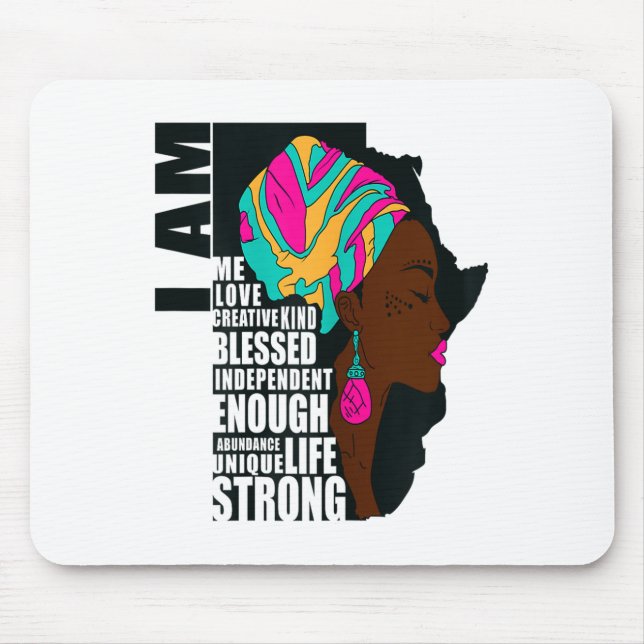 Afro You Are Enough I Am Insrational Sayings Motiv Mousepad (Vorne)