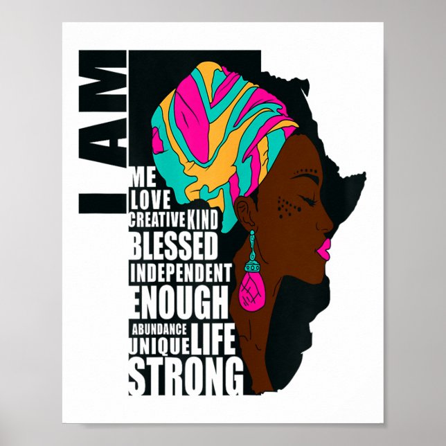 Afro You Are Enough I Am Insrational Sayings Motiv Poster (Vorne)