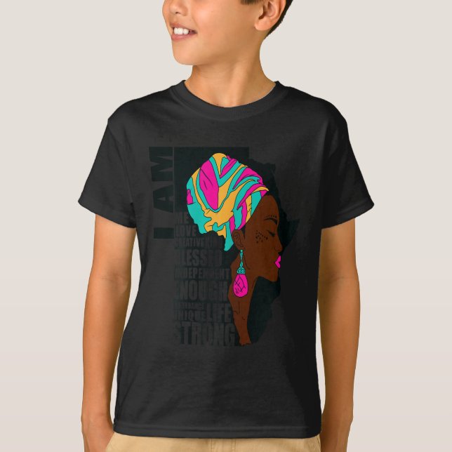 Afro You Are Enough I Am Insrational Sayings Motiv T-Shirt (Vorderseite)