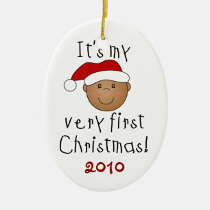 Afroamerikaner-Baby-1. Weihnachtsverzierung Keramikornament