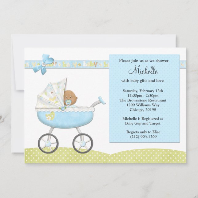 Afroamerikaner-Babyparty-Einladung Einladung (Vorderseite)