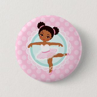 Afroamerikaner-Ballerina - rosa Ballett-Tänzer Button