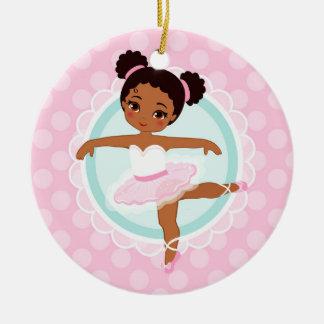 Afroamerikaner-Ballerina - rosa Ballett-Tänzer Keramik Ornament