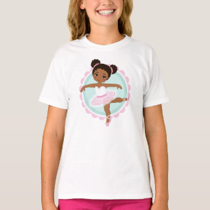 Afroamerikaner-Ballerina - rosa Ballett-Tänzer T-Shirt