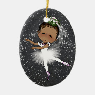 Afroamerikaner-Ballerina-Weihnachtsverzierung Keramik Ornament
