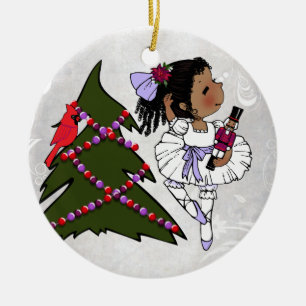 Afroamerikaner-Ballerina-Weihnachtsverzierung Keramikornament