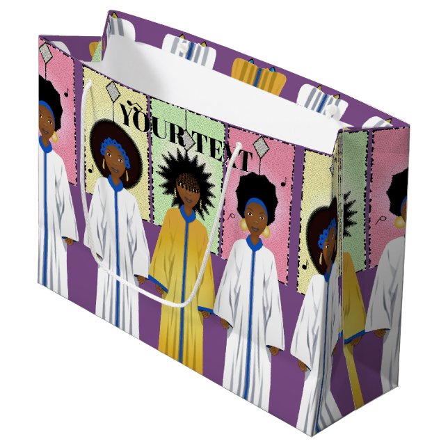 Afroamerikaner Carolers Sänger Weihnachtschor Große Geschenktüte (Vorderseite Schrägansicht)