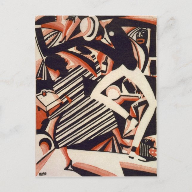 Afroamerikaner der 1920er - Zeichnend in zwei Farb Postkarte (Vorderseite)