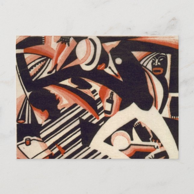 Afroamerikaner der 1920er - Zeichnend in zwei Farb Postkarte (Vorderseite)