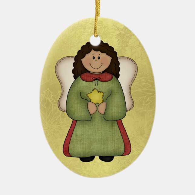 Afroamerikaner-Engel Keramikornament (Vorne)