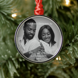 Afroamerikaner Erste Weihnachten als Mr. & Mrs. Fo Ornament Aus Metall