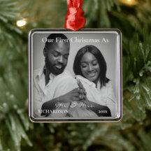 Afroamerikaner Erste Weihnachten als Mr. & Mrs. Fo