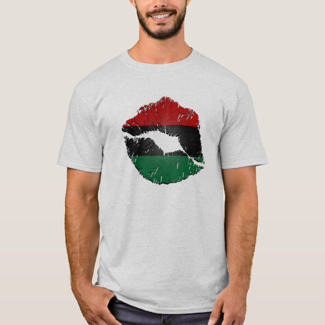 Afroamerikaner-Flaggen-Lippen T-Shirt (Vorderseite)