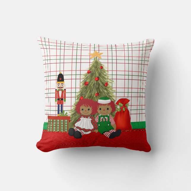 Afroamerikaner-Flickenpuppe-Kissen Kissen (Vorderseite)