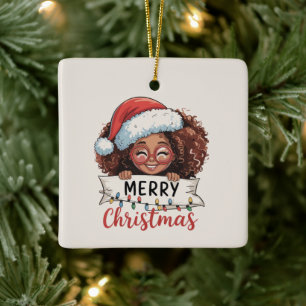 Afroamerikaner Frohe Weihnachten Afrikaner Schwarz Keramikornament