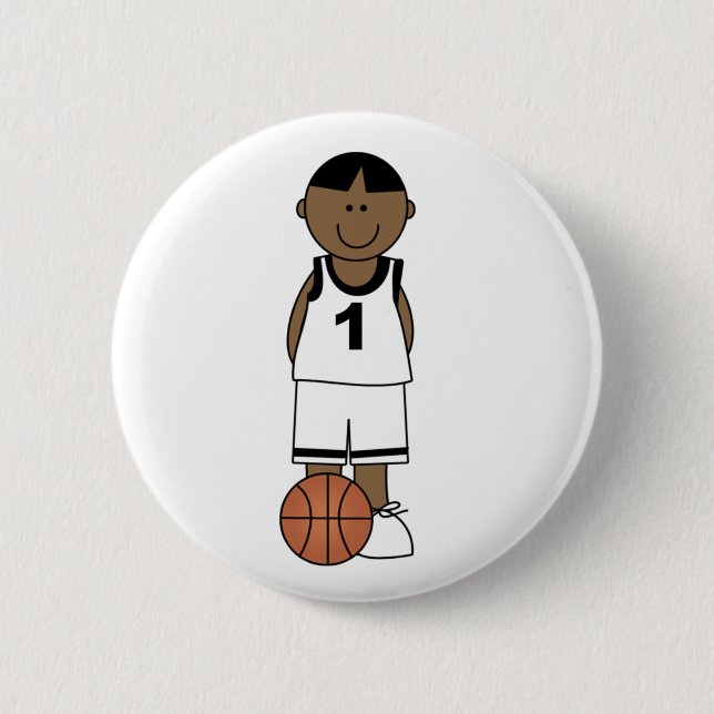 Afroamerikaner-Jungen-Basketball Button (Vorderseite)