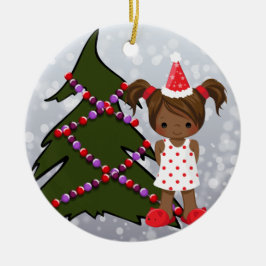 Afroamerikaner-Mädchen-Weihnachtsverzierung Keramik Ornament