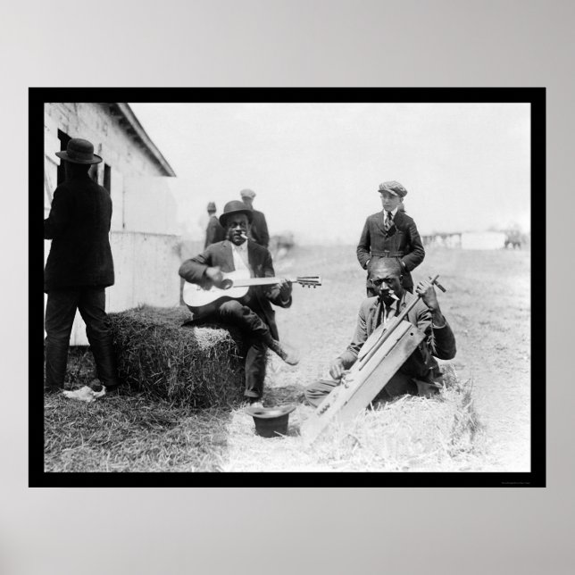 Afroamerikaner mit Kasoos und Gitarre 1914 Poster (Vorne)
