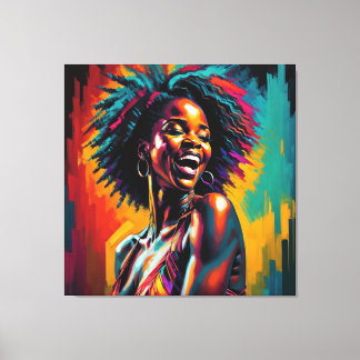 Afroamerikaner Neon Jazz Singer Leinwanddruck