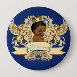 Afroamerikaner-Prinz Königsblau und Goldknopf Button