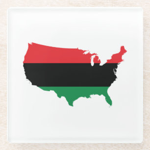 Afroamerikaner _ Rot, Schwarz und Grün Glasuntersetzer