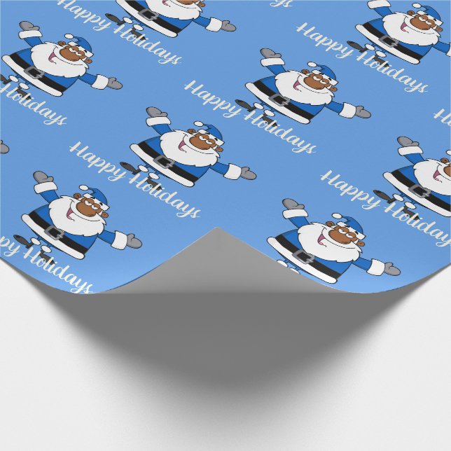 Afroamerikaner-Sankt-Weihnachten Chanukka Kwanzaa Geschenkpapier (Ecke)