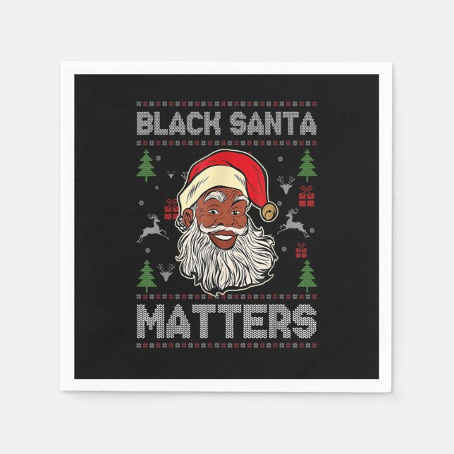 Afroamerikaner Santa Black Matters Weihnachts Paj Serviette (Vorderseite)
