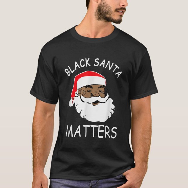 Afroamerikaner Santa Black Matters Weihnachts Paj T-Shirt (Vorderseite)