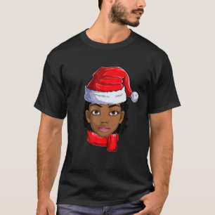 Afroamerikaner Santa Black Women Apparel Christm T-Shirt