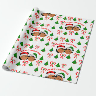 Afroamerikaner Twins Weihnachtsgeschenk Geschenkpapier