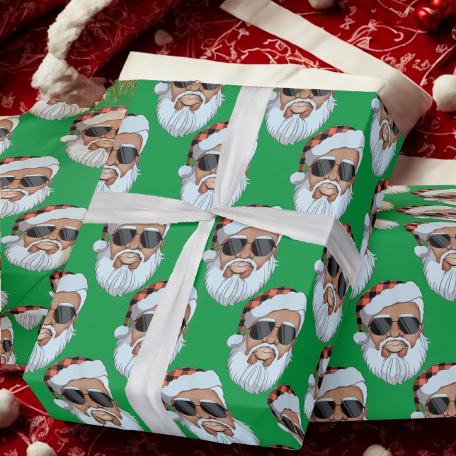Afroamerikaner Weihnachtsgeschenk "Santa Face Gree Geschenkpapier (Von Creator hochgeladen)
